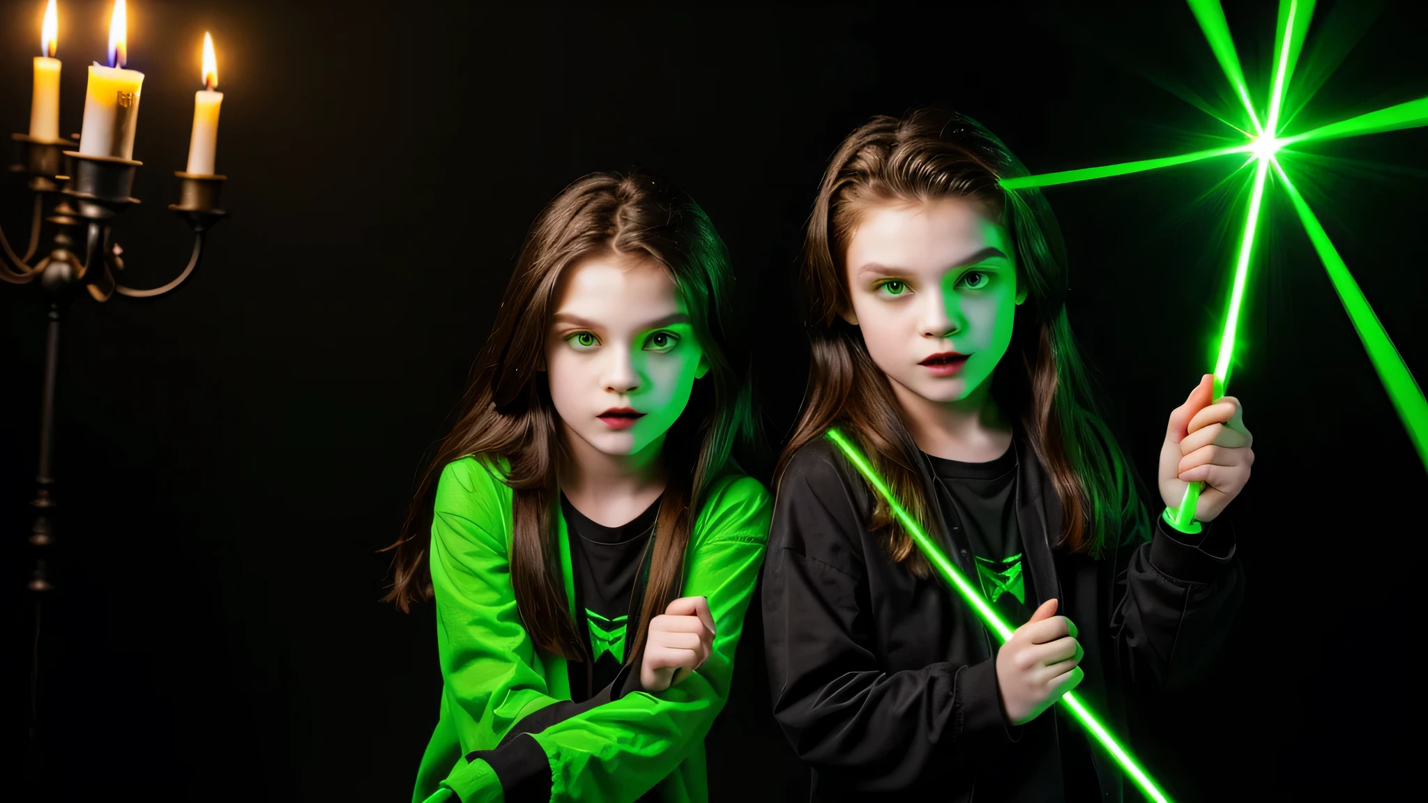 vampire green clothes. and candles, GREEN LASER LASER.