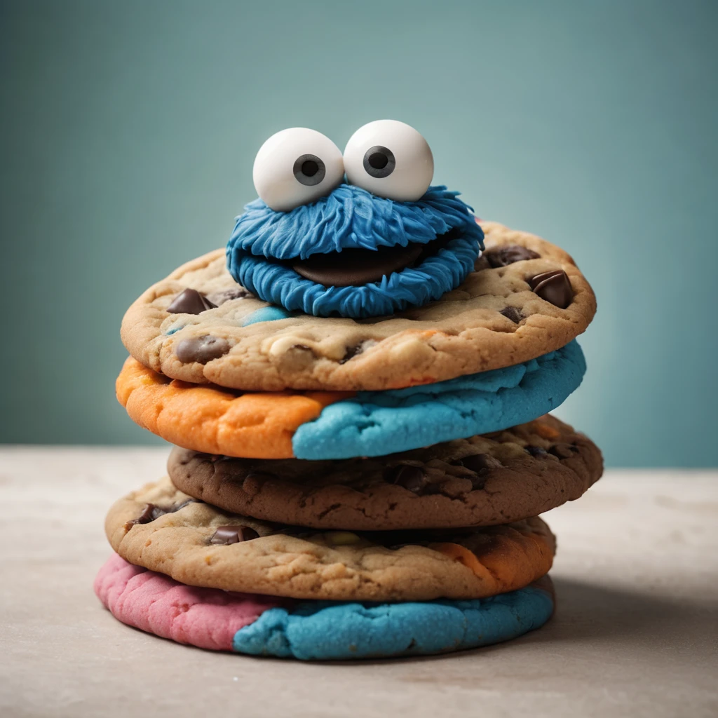 (extreme Soft Color Tones), (best quality, highres, ultra-detailed), (realistic:1.37) catalog of different types of "Cookie Monster", (Soft Color Tones), blue, orange, brown, green, gray, pink, (concept artists), natural lighting