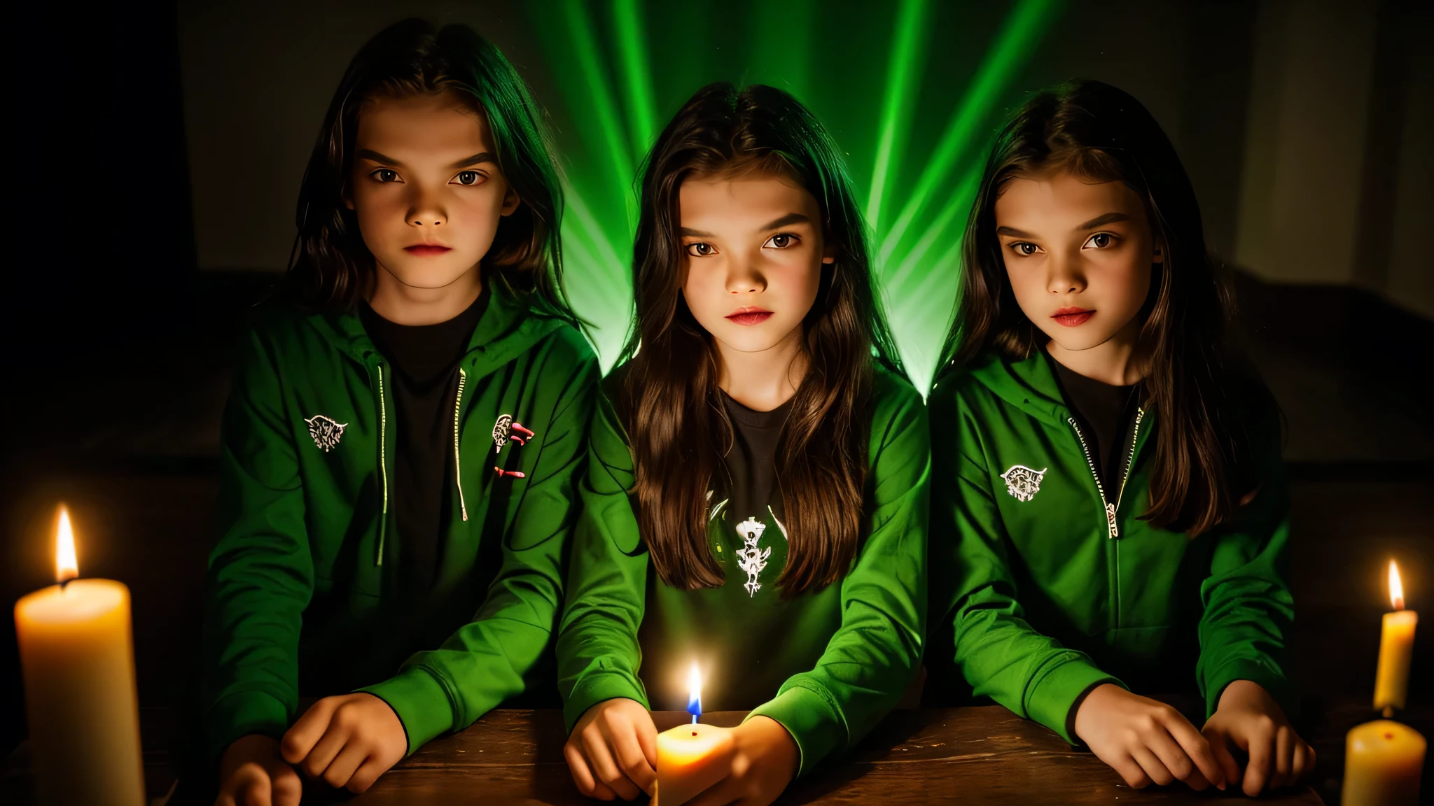 KIDS vampire green clothes. and candles, GREEN LASER 