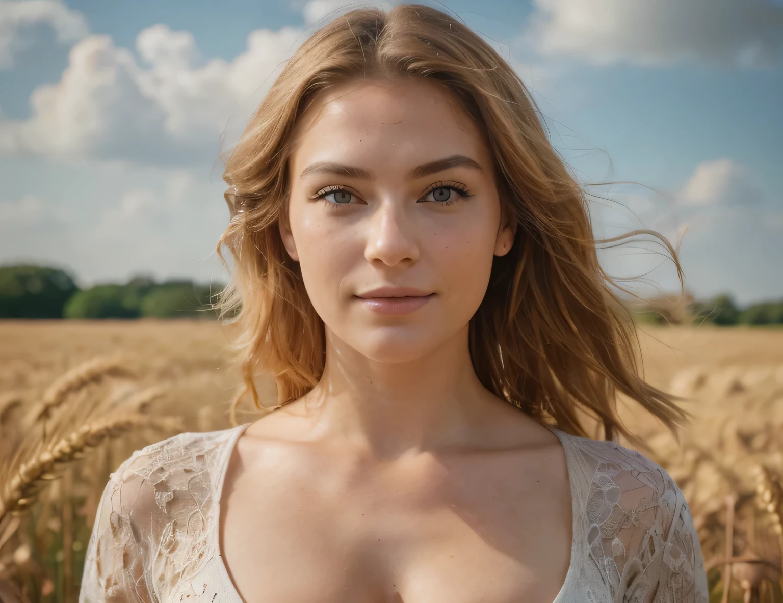 A very clear image that captures the impressive figure of a white girl with a beautiful
 face, wheat hair and upturned nose, freckles on her cheekbones, small nose,
upright nose, with green eyes, and large voluptuous breasts, small waist
smiling businesswoman raising thumb in front of white wall, raising thumb, raising thumb, raising thumb at camera, businesswoman, woman in business suit, confident action pose, pointing finger, make a thumbs up, girl in a suit, girl in a suit, attractive woman, thumbs up, attractive woman, very professional,XF IQ4, 150MP, 50mm, ISO 1000, 1/250s, natural light, Adobe Lightroom, photo laboratory, Photo affinity, PhotoDirector 365