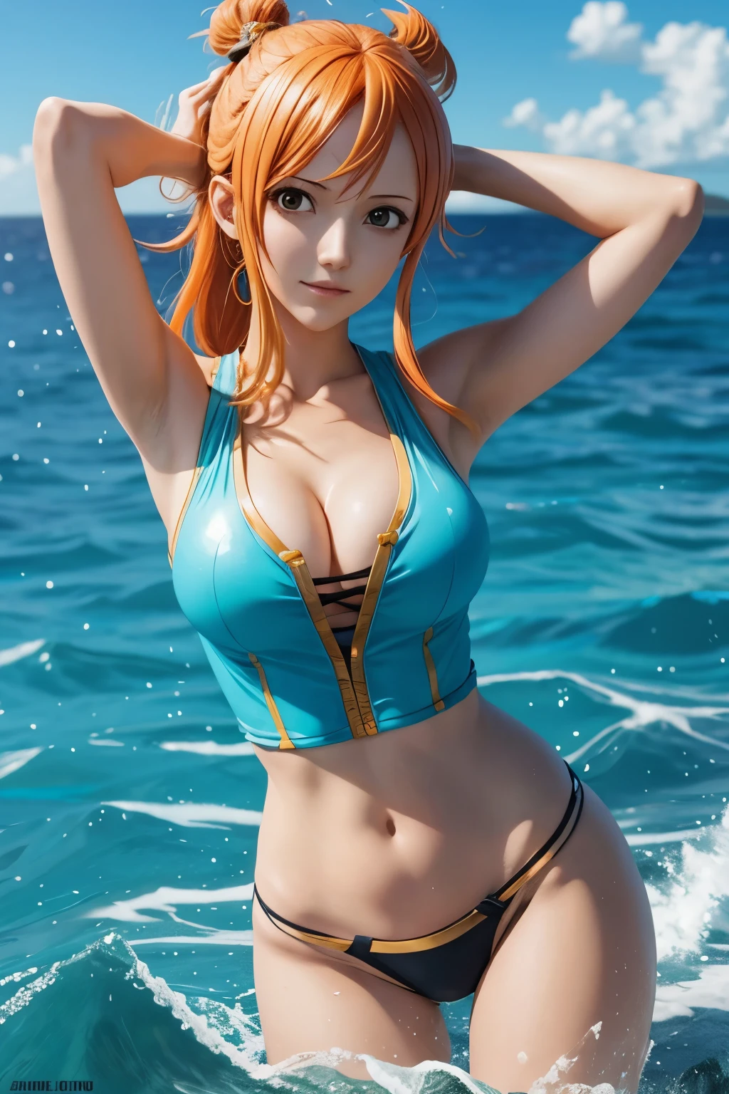 nami de one piece en minifalda