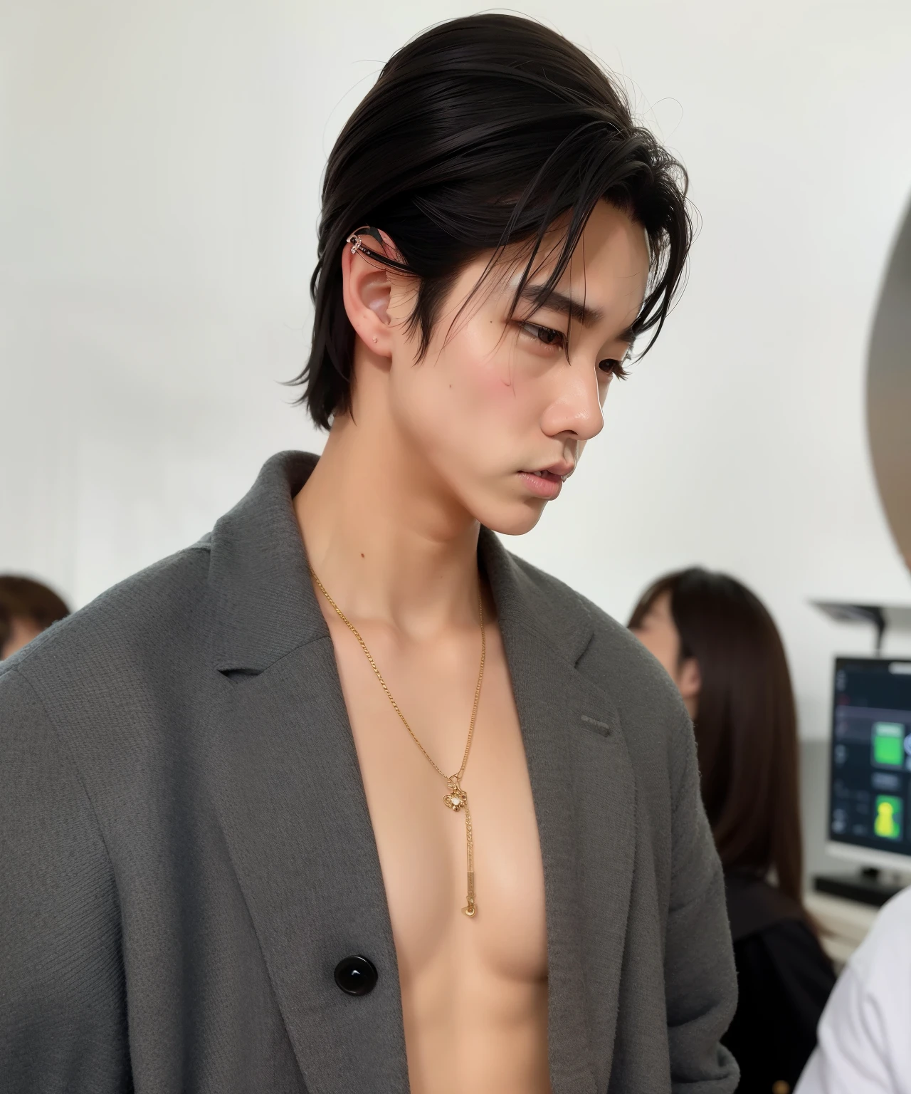 un primer plano de una persona vestida con traje y camisa, Jinyoung Shin, kim doyoung, inspirado por Zhang Han, cai xukun, Jung Jaehyun, inspired by Adam Dario Keel, delicate androgynous prince, beautiful androgynous prince, yanjun chengt, Siwoo Kim, Won Bin Lee, pecho plano, handsome prince, hyung tae
