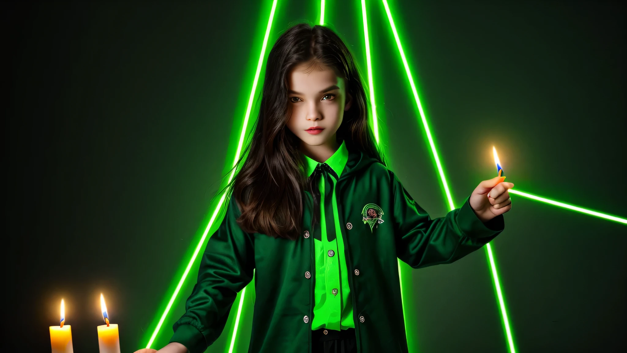 KIDS vampire green clothes. and candles, GREEN LASER