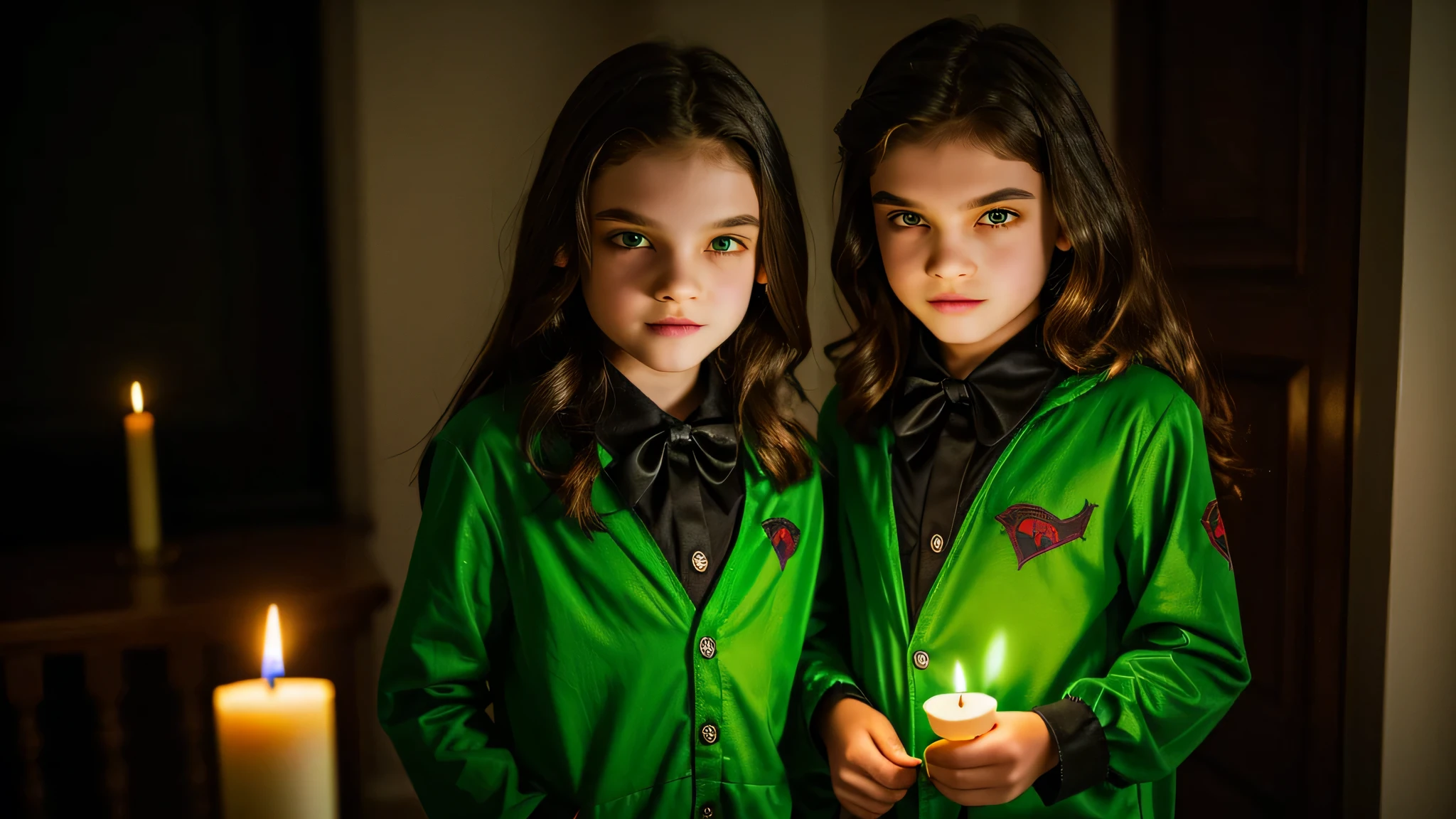 KIDS vampire green clothes. and candles, GREEN LASER