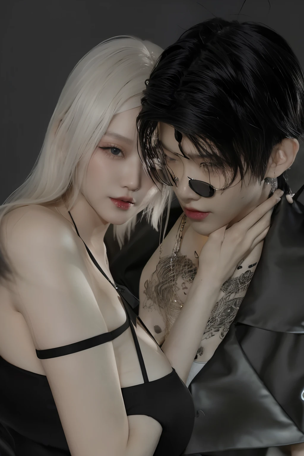 there are two people that are posing for a picture together, imvu, & jeehyung lee & wlop, nixeu and sakimichan, secondlife, tumblr, sakimichan and frank franzzeta, couple pose, inspired by Kim Deuk-sin, ruan jia and brom, inspired by Gang Se-hwang