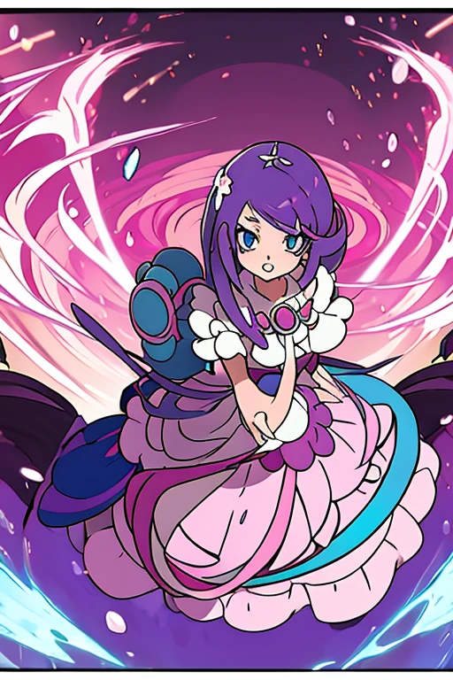 anime girl with purple hair and blue eyes, loli in dress, pokemon anime style, pokemon trainer outfit, detailed fanart, pokemon art style, anime moe artstyle, illustration pokemon, high quality fanart, by Kanbun Master, she has purple hair, official art, anime monster girl, by Puru