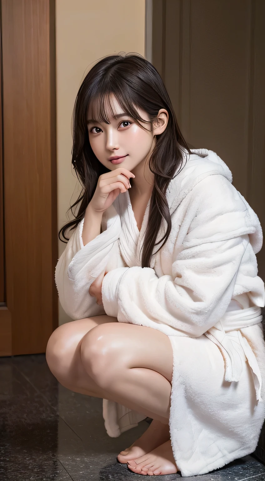 highest quality、masterpiece、High sensitivity、High resolution、Slim Body、Bathrobes、Thin thighs、