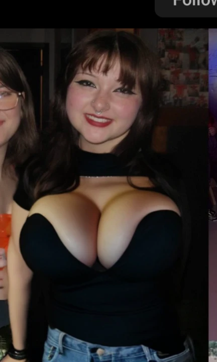 arafed image of a woman and a man posing for a picture, taken in the late 2000s, taken in the mid 2000s, taken in the late 2010s, taken in night club, around 1 , taken in the 2000s, non blurry, Big tits, huge tits, no clothes, sexy, cute, minimal clothes, thick, bbw, chubby stomach, thick nipples, nipple piercings, large areola, hard nipples, piercing through shirt, nipples hard through shirt, busty, major cleavage, naked, ripping through top, boobs spilling over sides, bra too tight, giant tits, extra wide hips, upper body zoom in, showing off huge tits