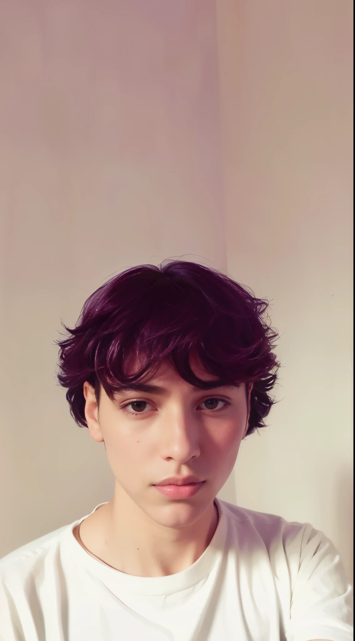 arafed young man with a white shirt and a black hair, portrait androgynous girl, androgynous face, androgynous person, beautiful androgynous girl, androgynous male, finn wolfhard, delicate androgynous prince, non binary model, boy with neutral face, frontal portrait of a young, beautiful androgynous prince, androgynous