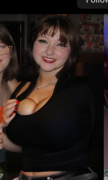 arafed image of a woman and a man posing for a picture, taken in the late 2000s, taken in the mid 2000s, taken in the late 2010s, taken in night club, around 1 , taken in the 2000s, non blurry, Big tits, huge tits, no clothes, sexy, cute, minimal clothes, thick, bbw, chubby stomach, thick nipples, nipple piercings, large areola, hard nipples, piercing through shirt, nipples hard through shirt, busty, major cleavage, naked, ripping through top, boobs spilling over sides, bra too tight, giant tits, extra wide hips, upper body zoom in, showing off huge tits