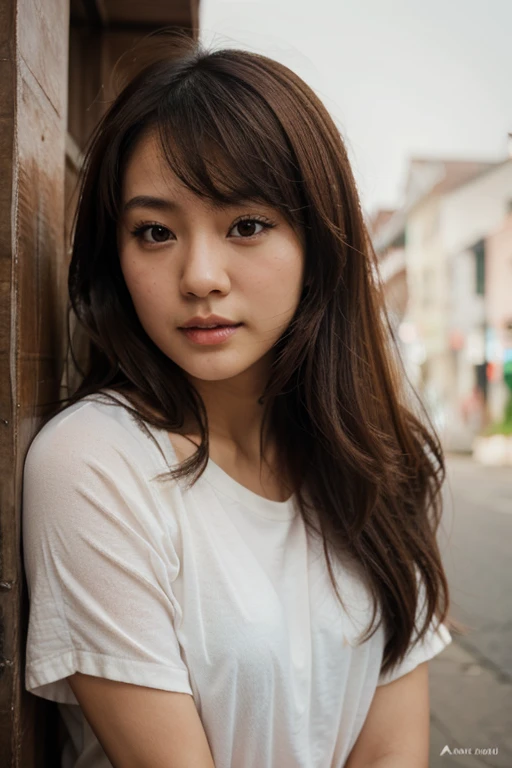 asian girl with brown hair and brown eyes
