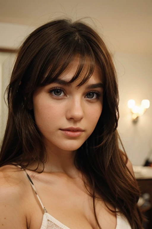 beautiful girl with brown hair and browns eyes