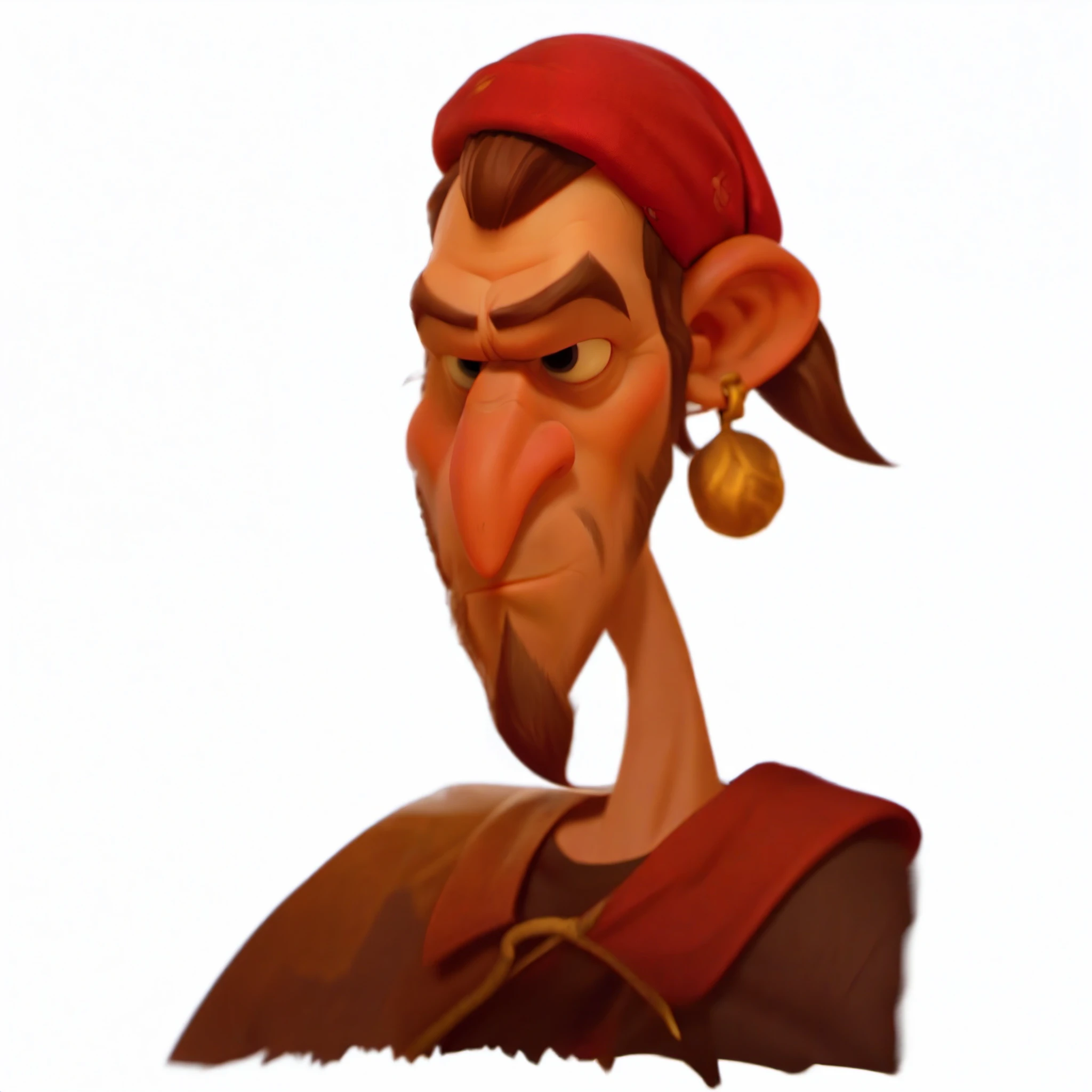  image of a man with a red bandana hat and a beard, stylized portrait, monkey island , sea of thieves , pirate, 