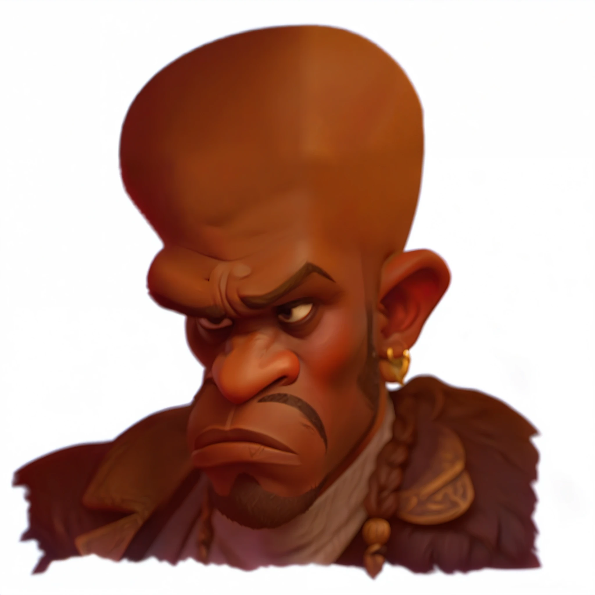 image of a black man whit a big bald head , bald , pirate , monkey island, sea of thieves , stylized portrait