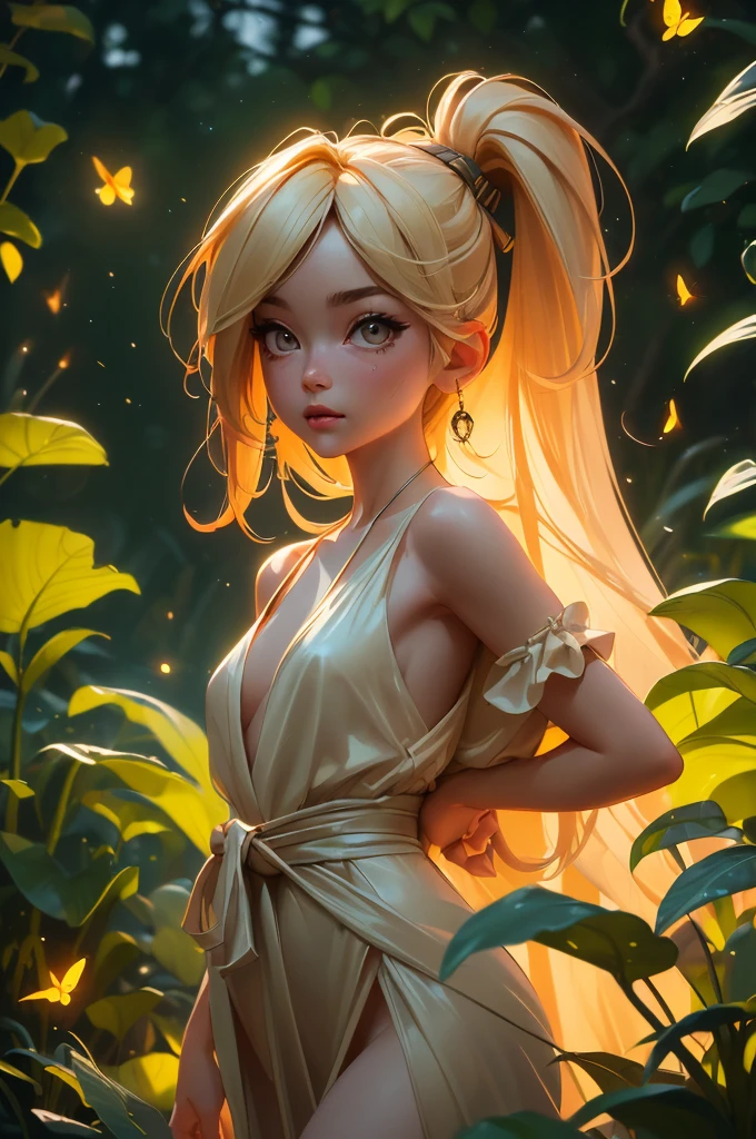 (masterpiece, best quality),1girl, 20yo, perfect face, shiny skin, extremely detailed CG unity 8k wallpaper,beautiful girl,outdoor,fullbody,micro mini skirt,cute girl,slim,blonde, short hair, Ponytail,beautiful eyes,