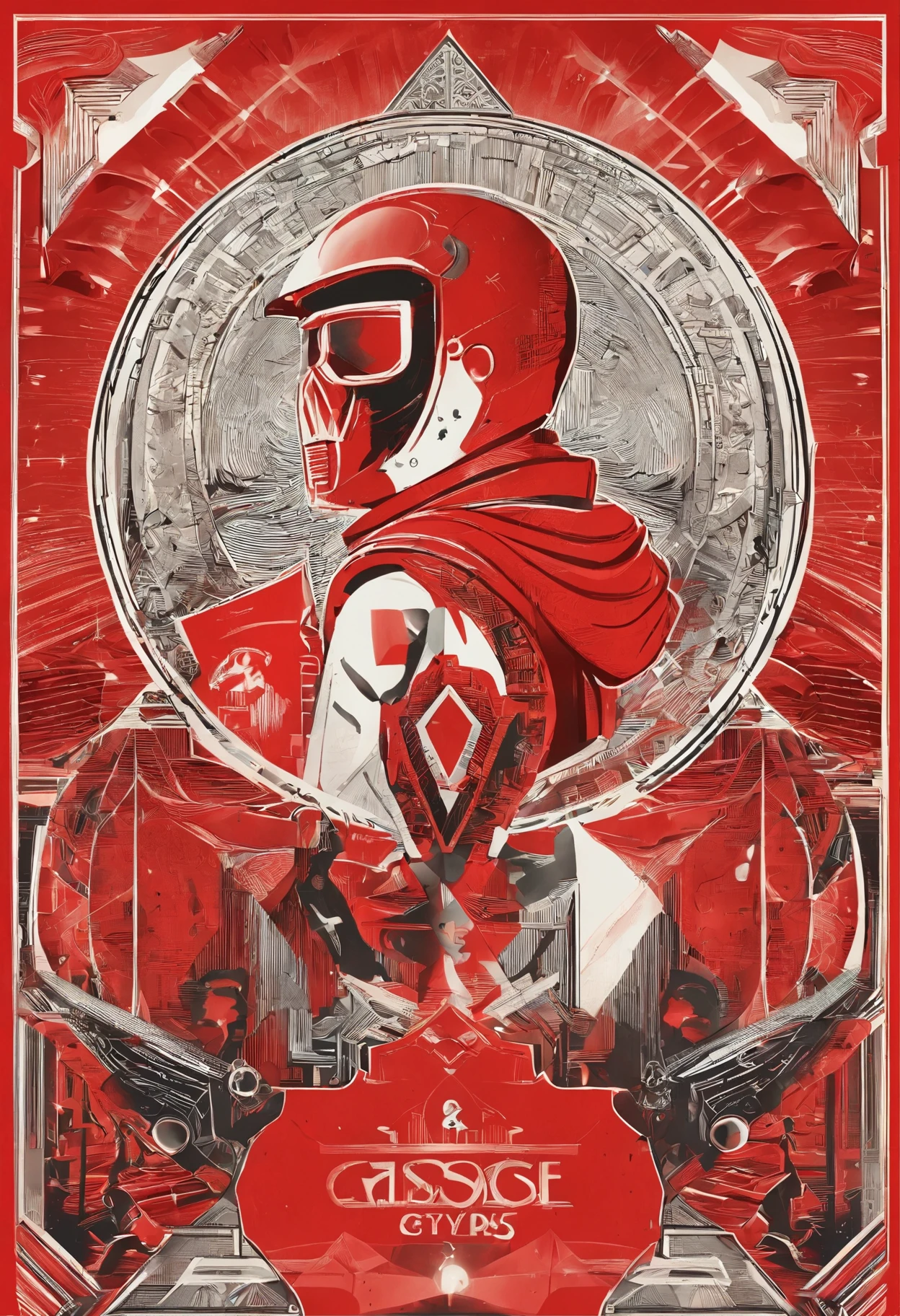 A young guy with mask and hoodie turned his back to us，looking at the stars，hard core，Technologie，Red monochrome,USSR Poster,urss,communism