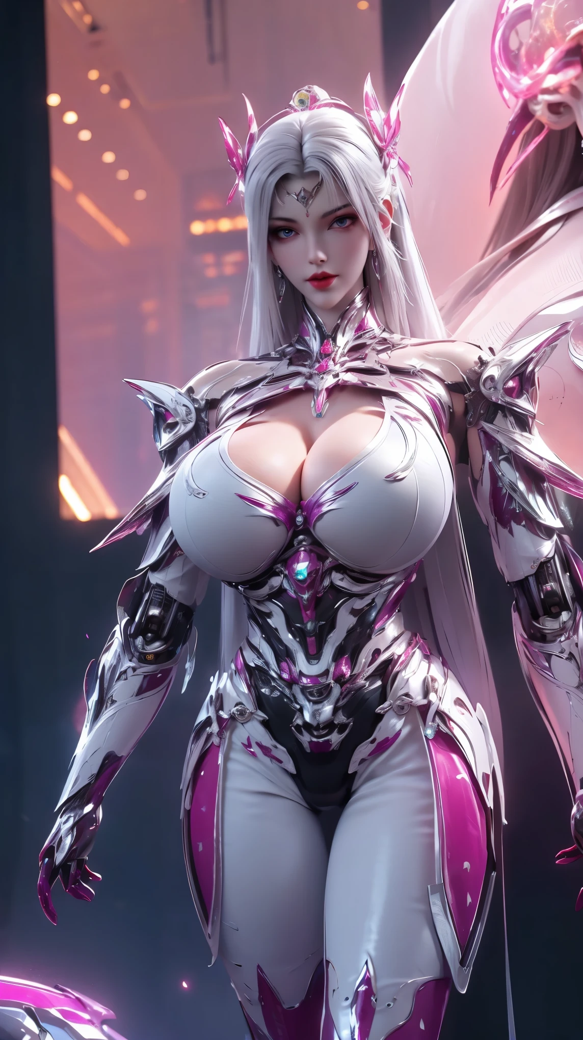 (HYPER-REALISTIC:1.5), AI GIRL GRNERATOR (BEAUTY WHITE HAIR,PHOENIX GOLD HELM:1.1), (GIGANTIC FAKE BREAST:1.5), ((CLEAVAGE:1.5)), (MUSCLE ABS:1.3), (MAGENTA SHINY FUTURISTIC MECHA CYBER CROPTOP, BLACK MECHA SKINTIGHT LEGGINGS,POTRAIT:1.5), (VOLUPTUOUS BODY MATURE WOMAN, SWEATY BODY:1.1), (LOOKING AT VIEWER:1.3), (female focus:0.8), (HALLROOM OF FUTURISTIC SPACE STATION:1), (BRIGHT LIGHT WHITE_ROOM:1.3), HYPER TEXTURE, (4X MSAA), ((UNREAL ENGINE 5 RENDER)), PHYSICALLY-BASED RENDERING, ULTRA HIGHT DEFINITION, 16K, 1080P.