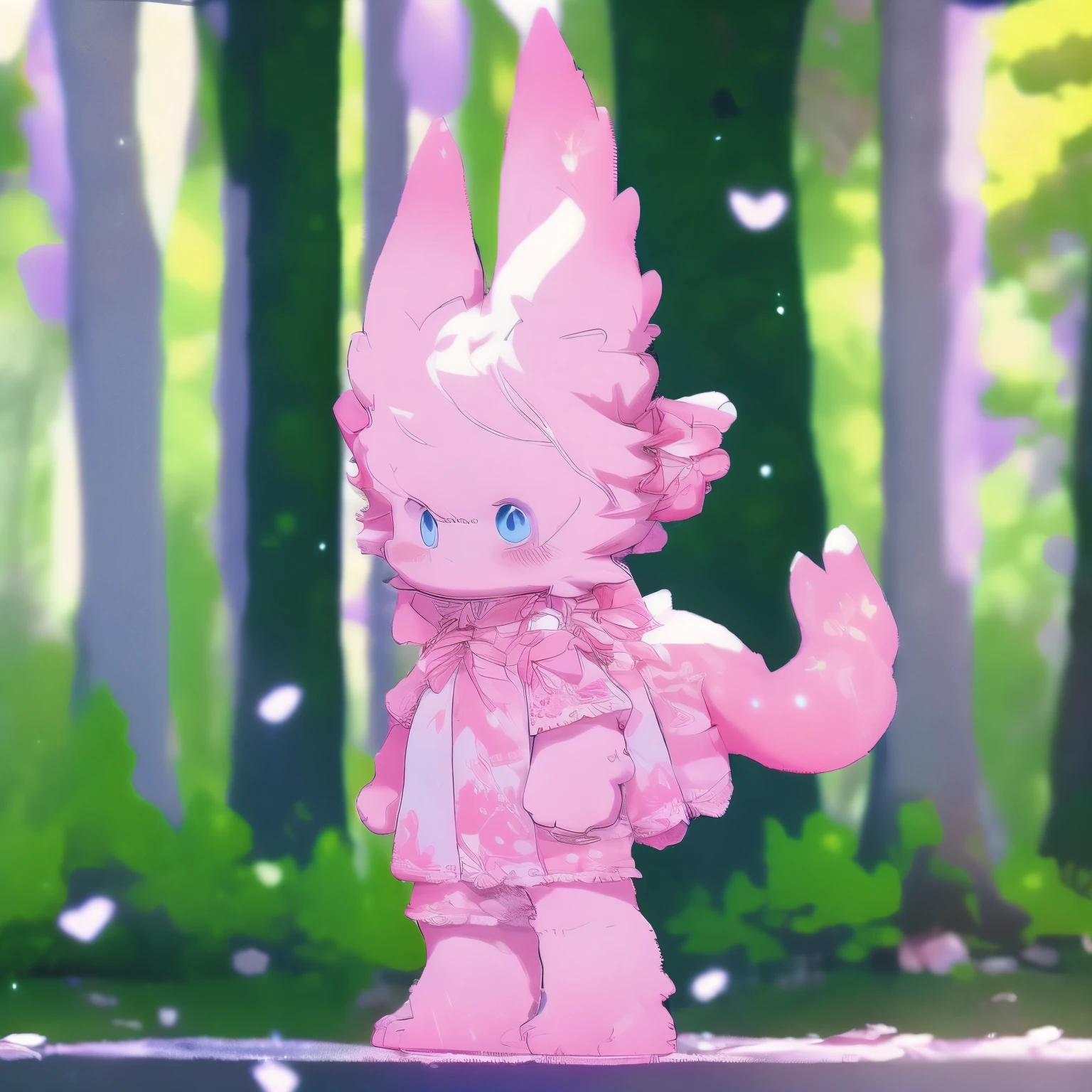 Anime fox femboy at wedding wearing pink short dress