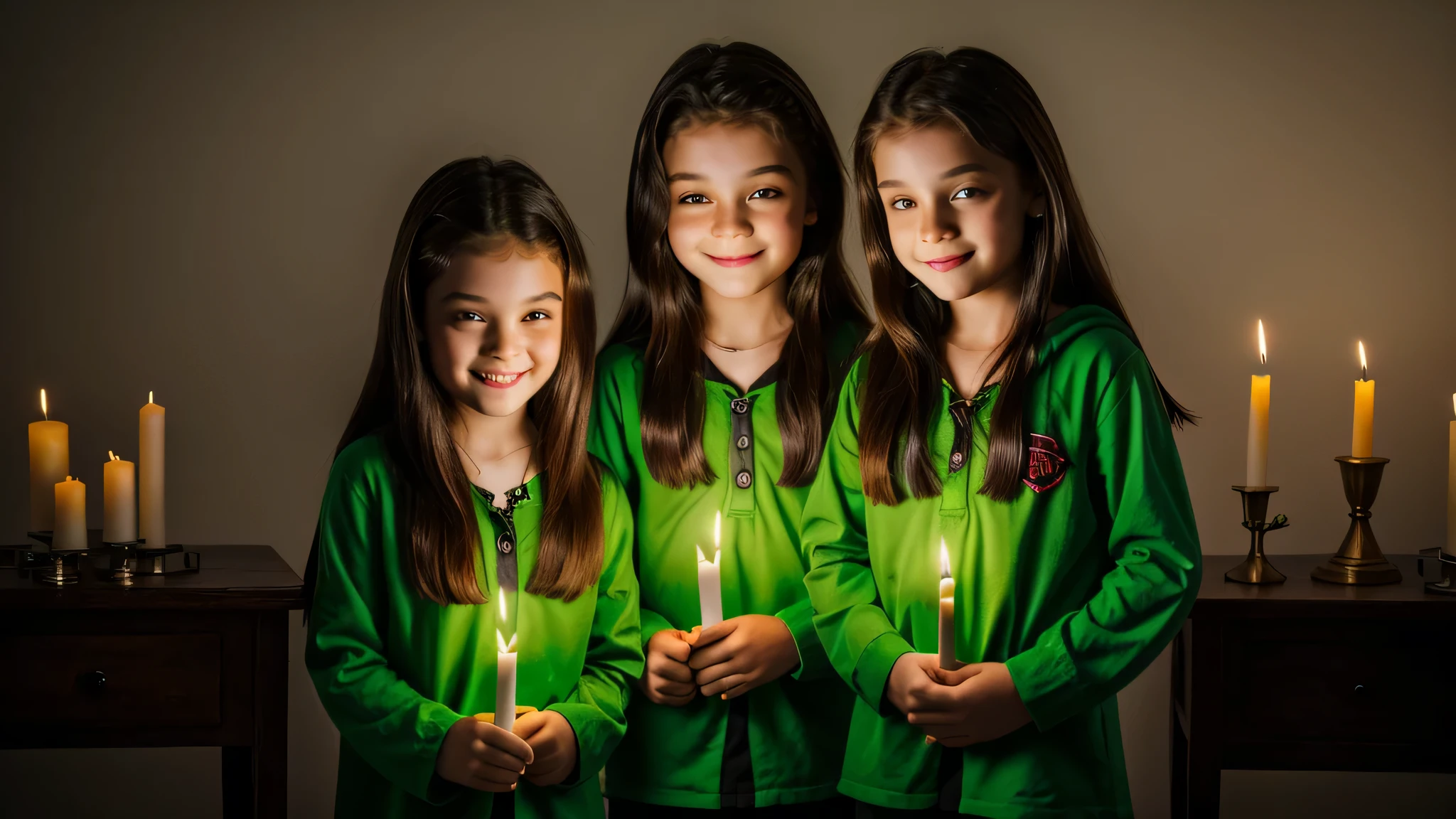 KIDS vampire green clothes. and candles.