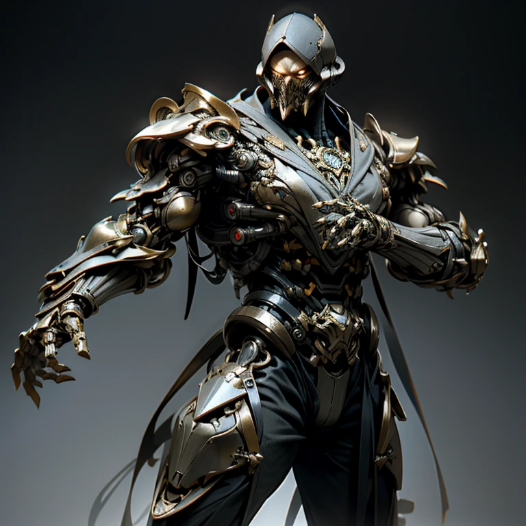 In the heart of a futuristic, cyberpunk realm, a formidable figure takes shape. Clad in a cybernetic armor, the iconic silhouette of Mortal Kombat's Scorpion emerges. His eyes, engulfed in a striking red glow, pierce through the neon-lit cityscape. An imposing presence, this hyper-realistic rendering of Scorpion is an undeniable mechanical marvel. His every movement, an intricate dance of cybernetic precision.
Beneath the armor, a human essence remains, adding a layer of intrigue and depth to this formidable adversary. The atmosphere around him is one of intense, dramatic tension. The