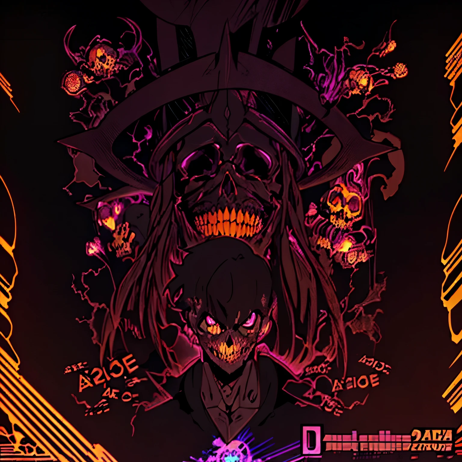 a close up of a person with a skull on a black background, official art, dissipate!!, arcane style!!!!!, trigger anime artstyle, anime artstyle, anime moe artstyle, arcane art style, ( ( ( ( ( dan mumford ) ) ) ) ), epic anime style, high quality anime artstyle, official fanart