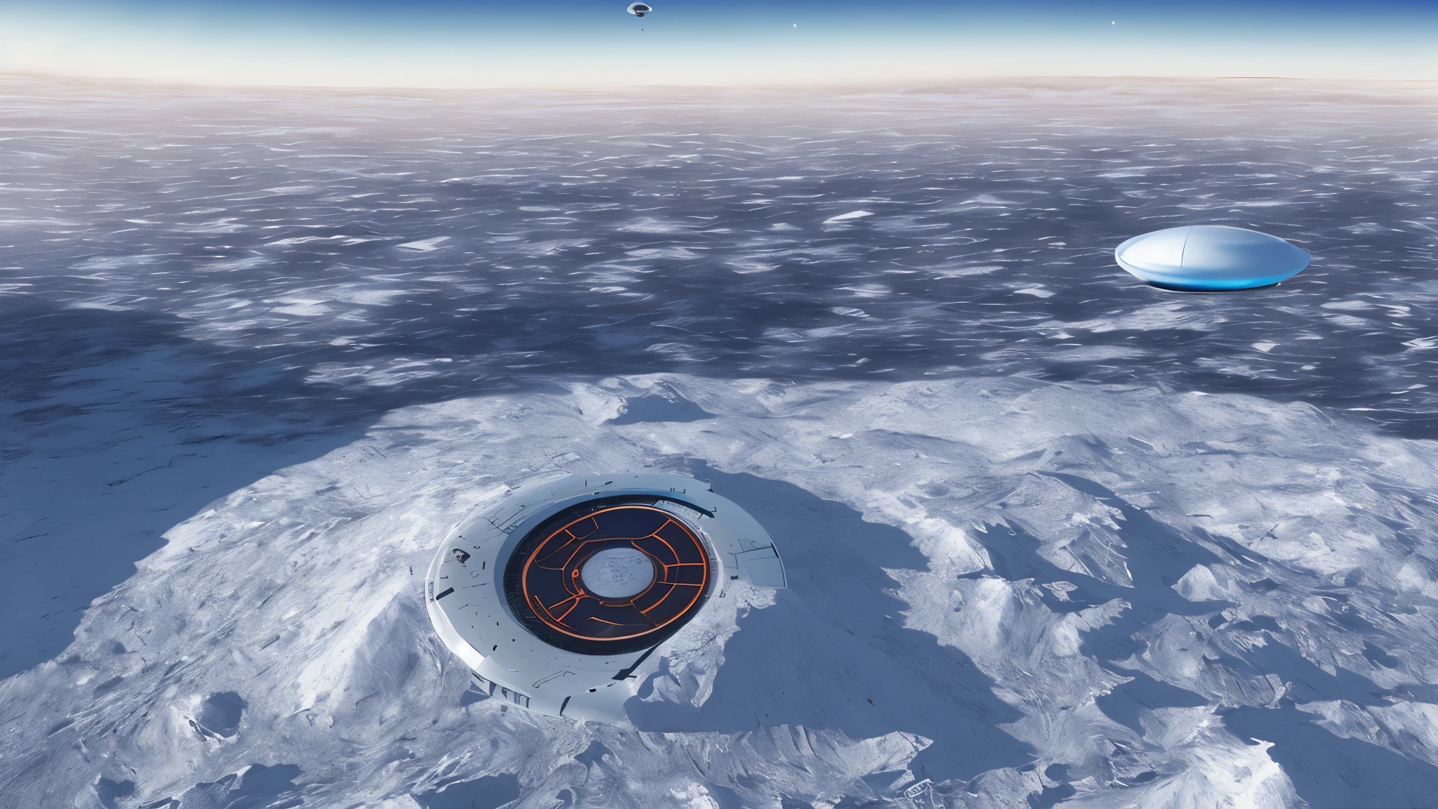 (Alien Frisbee flies over base ANTARCTICA paisaje nevado y congelado en el atardecer) VFX surrealista altamente detallado,OC renderizado,Disparo con 70 mm - AR 16:9 --q 2 --s 1000 nave espacial disco volador metalizado VFX surrealista altamente detallado 16K,OC renderizado, Cinnamatographic lighting, at the Antarctic base, paisaje nevado congeladose comunican con el espacio exterior y otros planetas, Cinematic Morning Lighting (cerca del suelo, por aterrizar, Metallic Spaceship Frisbee, a baja altura), (Alien Frisbee flies over a field in the morning) VFX surrealista altamente detallado,OC renderizado,Disparo con 70 mm - AR 16:9 --q 2 --s 1000 nave espacial disco volador metalizado VFX surrealista altamente detallado 16K,OC renderizado, Cinnamatographic lighting, at the Antarctic base paisaje nevado congeladose comunican con el espacio exterior y otros planetas, Cinematic Morning Lighting (cerca del suelo, por aterrizar, Metallic Spaceship Frisbee, a baja altura) ((primer plano, muy detallado el fuselaje)), ((se ve entero desde unos metros por arriba, Occupies the entire length of the photograph, Below is the)), ((View from a top angle, va aterrizando)) ((Top left view of isometric perspective)), (((Very high resolution and level of detail))), ((Muchos seres extraterrestres en inmediaciones de la base)), ((NAVE DESPEGA))