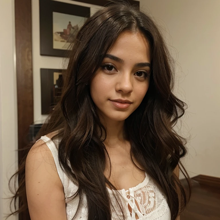 Beautiful Latina with long curly hair