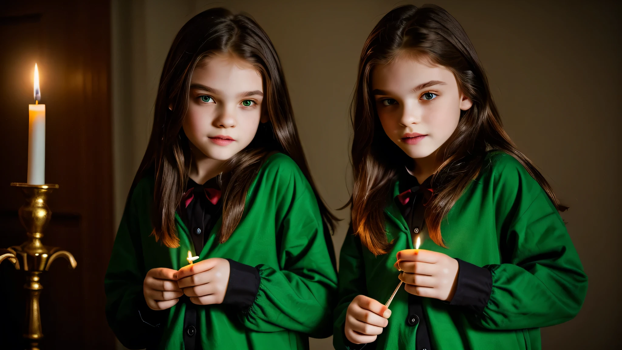 KIDS vampire green clothes. and candles.