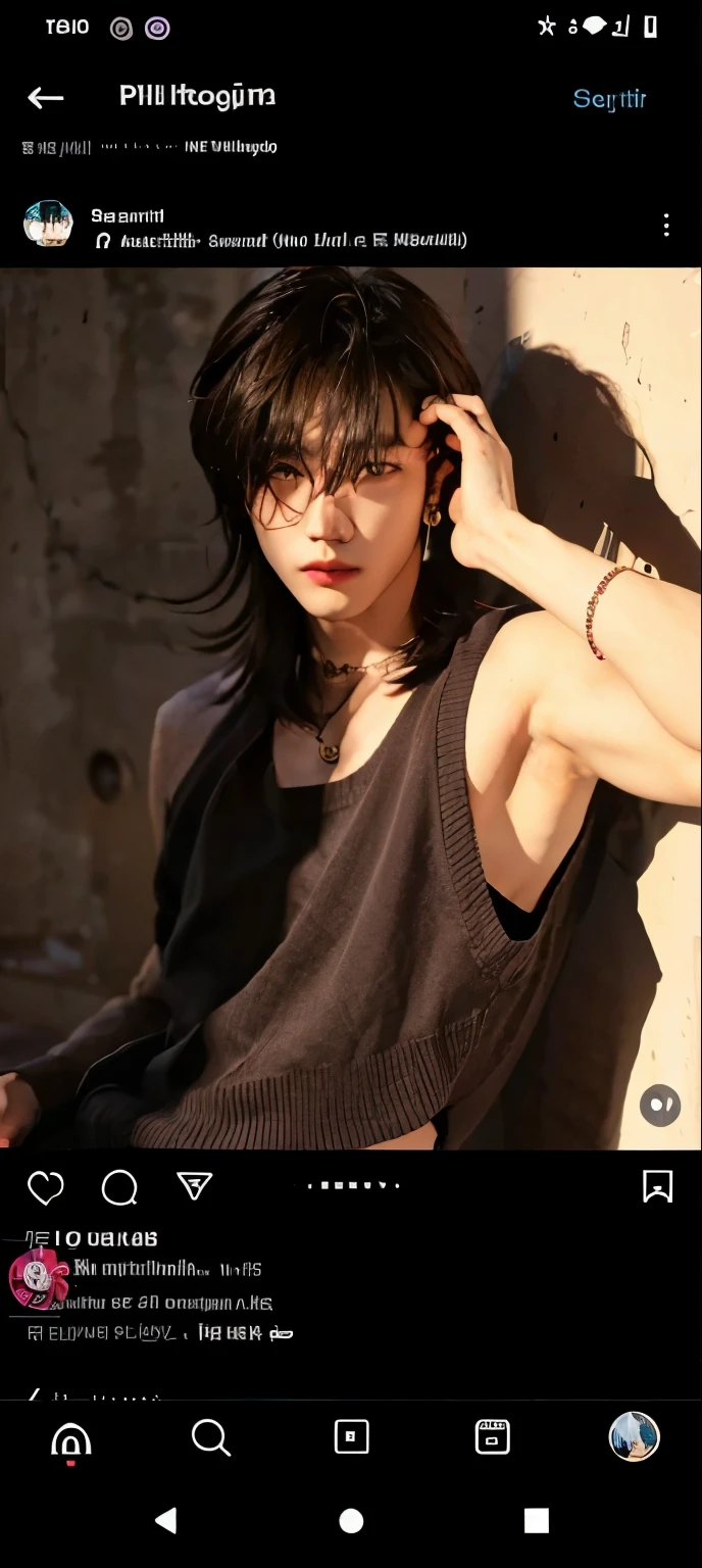 there is a man that is sitting down with a cell phone, Shinji, Marcos Lee, hyung tae, Kim Doyoung, inspirado em jeonseok lee, Hong junho hyung, adorable and pale korean face, taejune kim, lindo chad queixo, inspirado em Kim Myeong-guk, Shin Jeongho, Jimin\the right eyelid is swollenKim taehyung, rosto grande, 30 anos, barba pequena, bravo, chateado, bravo