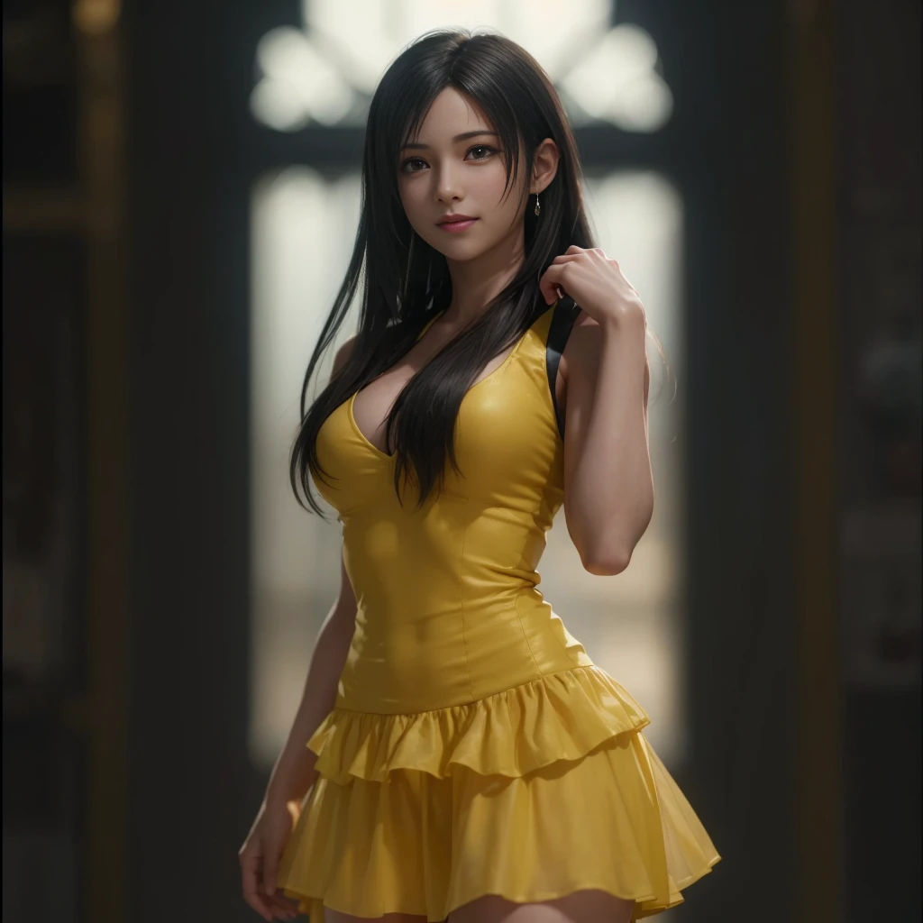 (best quality,ultra-detalhado),(Realistic:1.37),Tifa Lockhart, Rosto bonito e detalhado, light smile expression, textura ultra realista, rosto delicado, corpo delicado