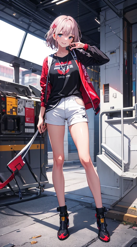 (best quality, Ultra Detailed:1.3), sharp focus, full color, (photo realistic:1.4),
(1girl, solo:1.3), (college age:1.0), Shiny hair, shiny skin, exposed skin, Sparkling eyes, (laugh:1.0),
casual clothes, tricolor outfit, full body shot, stylish pose, no robot, mecha_girl_figure