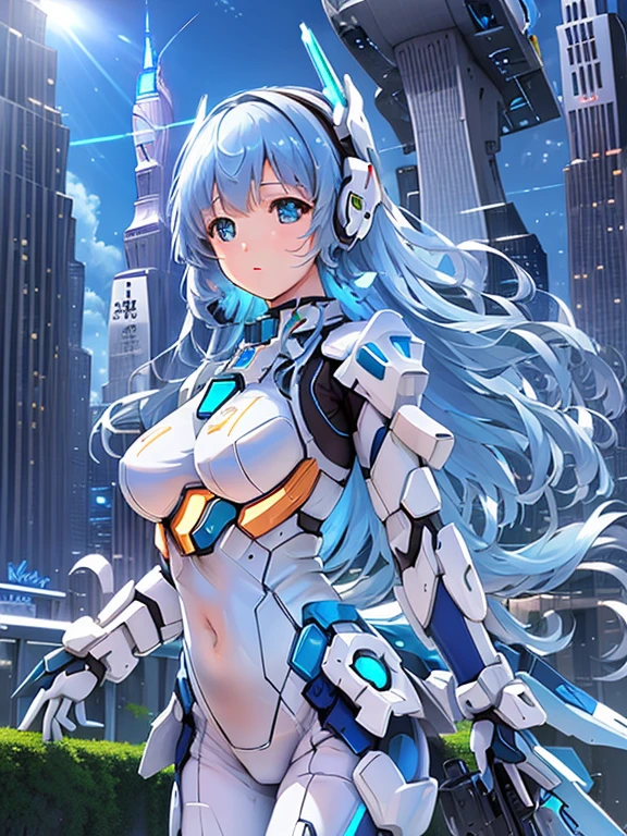 (spaceship as background),(ultra high resolution, realistic, blue sky, photon mapping, radio city:1.3), SF,  fantasy,

[:girl, (White and blue mech suit:1.2), Upper body:0.2]

Pollie, Beautiful woman, highest quality, ultra high resolution, 8K, masterpiece, sharp focus,  Clear gaze