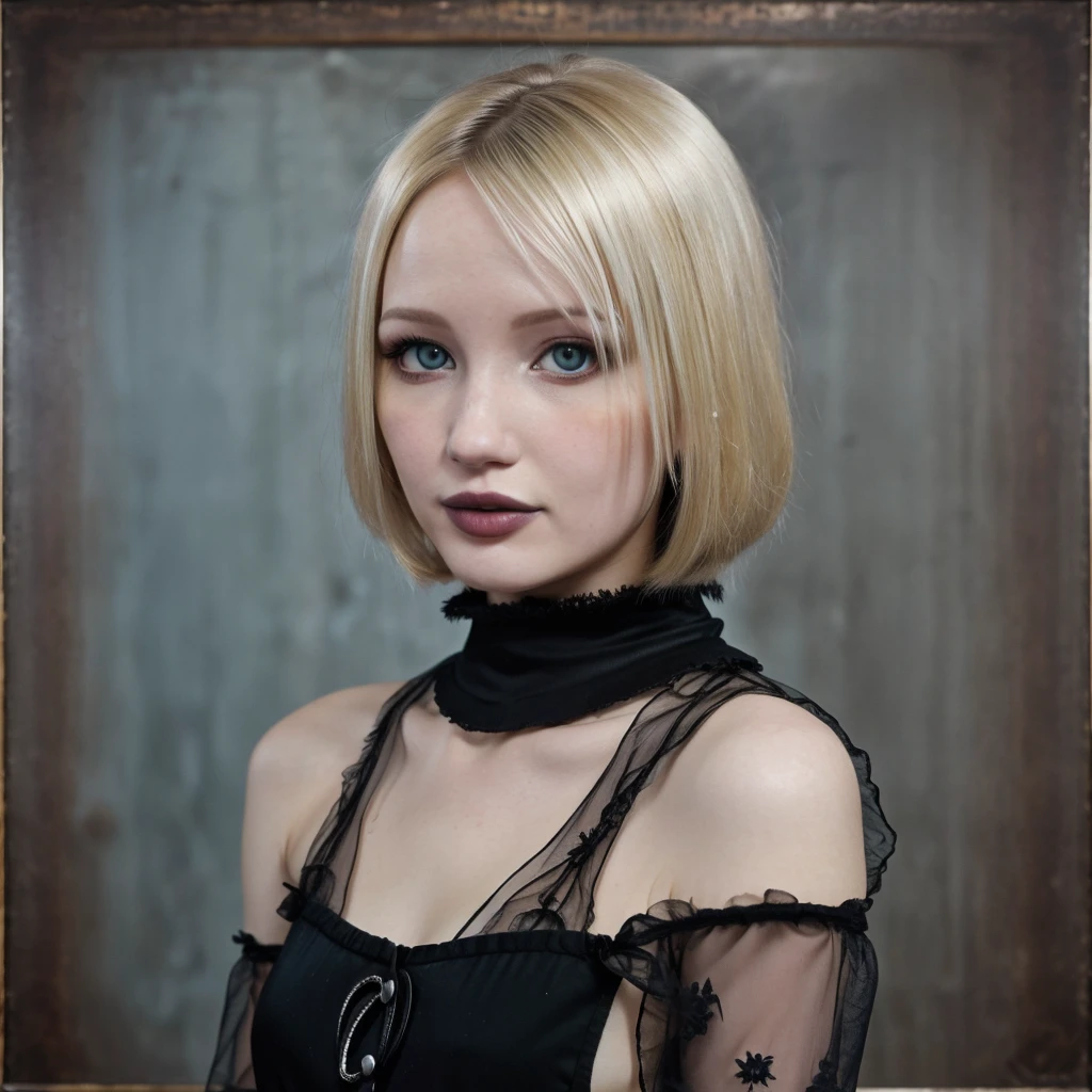 realistic photo of a (polumna:1.1), halo, thick thighs, latex suit, (hair color:1.05), (hairstyle:1.2), (expressionless:1.2), brown eyes, by Jeremy Lipking, by William Bouguereau, (by Alphonse Mucha:0.5), sabudenego, masterpiece