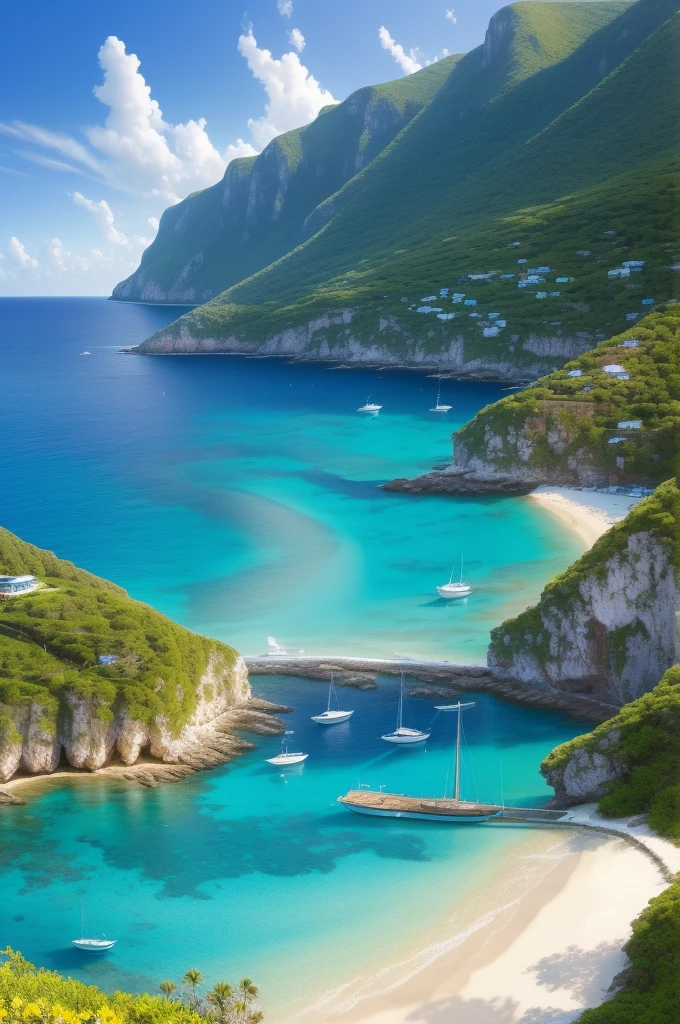 (best quality,4k,8k,highres,masterpiece:1.2),ultra-detailed,(realistic,photorealistic,photo-realistic:1.37),landscape,seascape,natural beauty,serene atmosphere,calm waves,glistening ocean,glorious summer,sandy beach,sun-kissed horizon,blissful tranquility,majestic cliffs,swaying palm trees,clear blue sky,gentle breeze,endless horizon,splendid sunlight,breathtaking colors,vibrant hues,harmonious composition,soft reflections,ethereal ambiance,peaceful escape,warm sunlight illuminating the scenery,sparkling water,secluded paradise,enchanting shoreline,distant sailboats,seagulls soaring in the sky,invigorating scent of saltwater,pure serenity,secluded cove,azure waters,pristine beauty,unspoiled nature,captivating view,scenic wonder,natural oasis,dreamlike paradise.