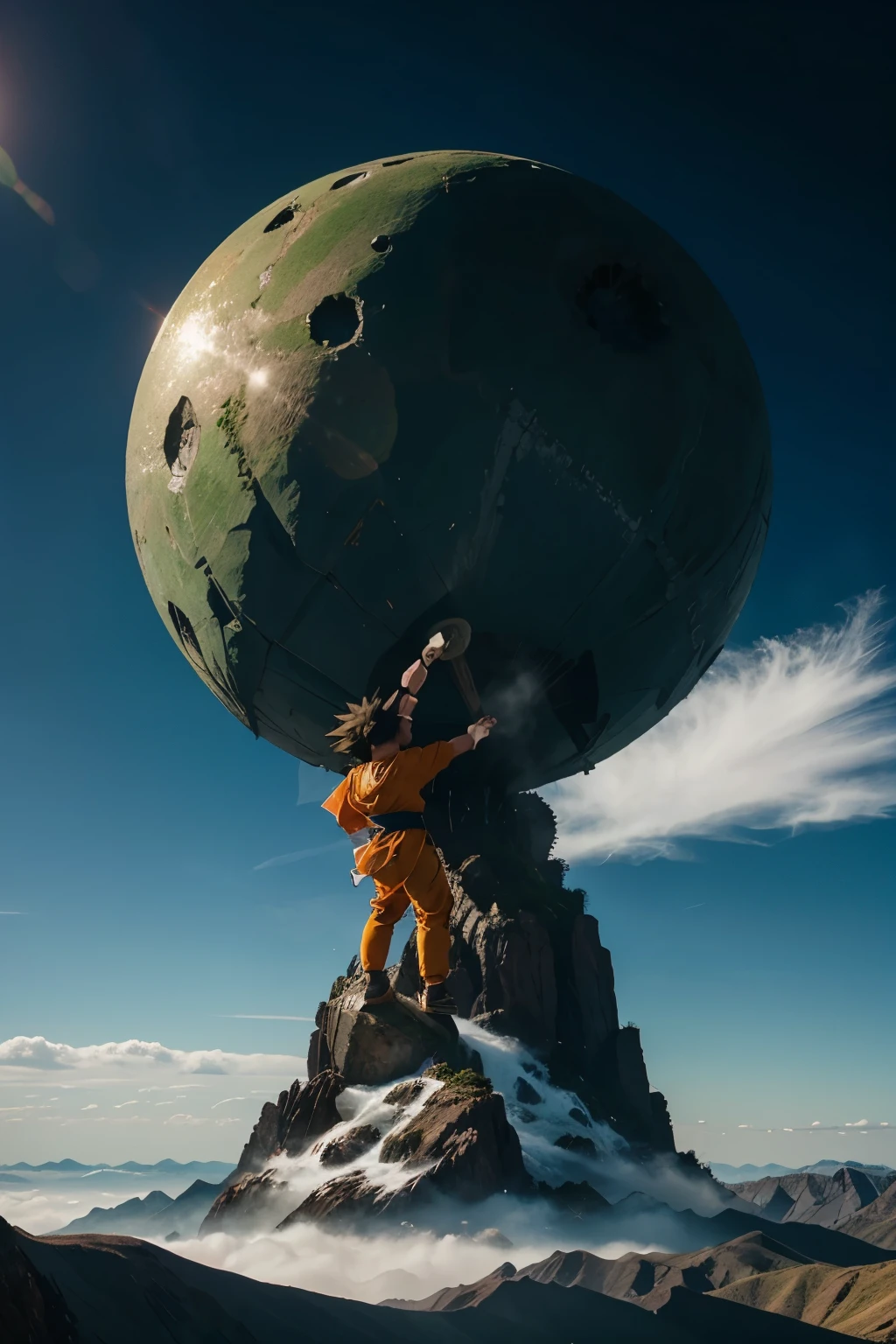 son goku, dragon ball, cell, mountains fight