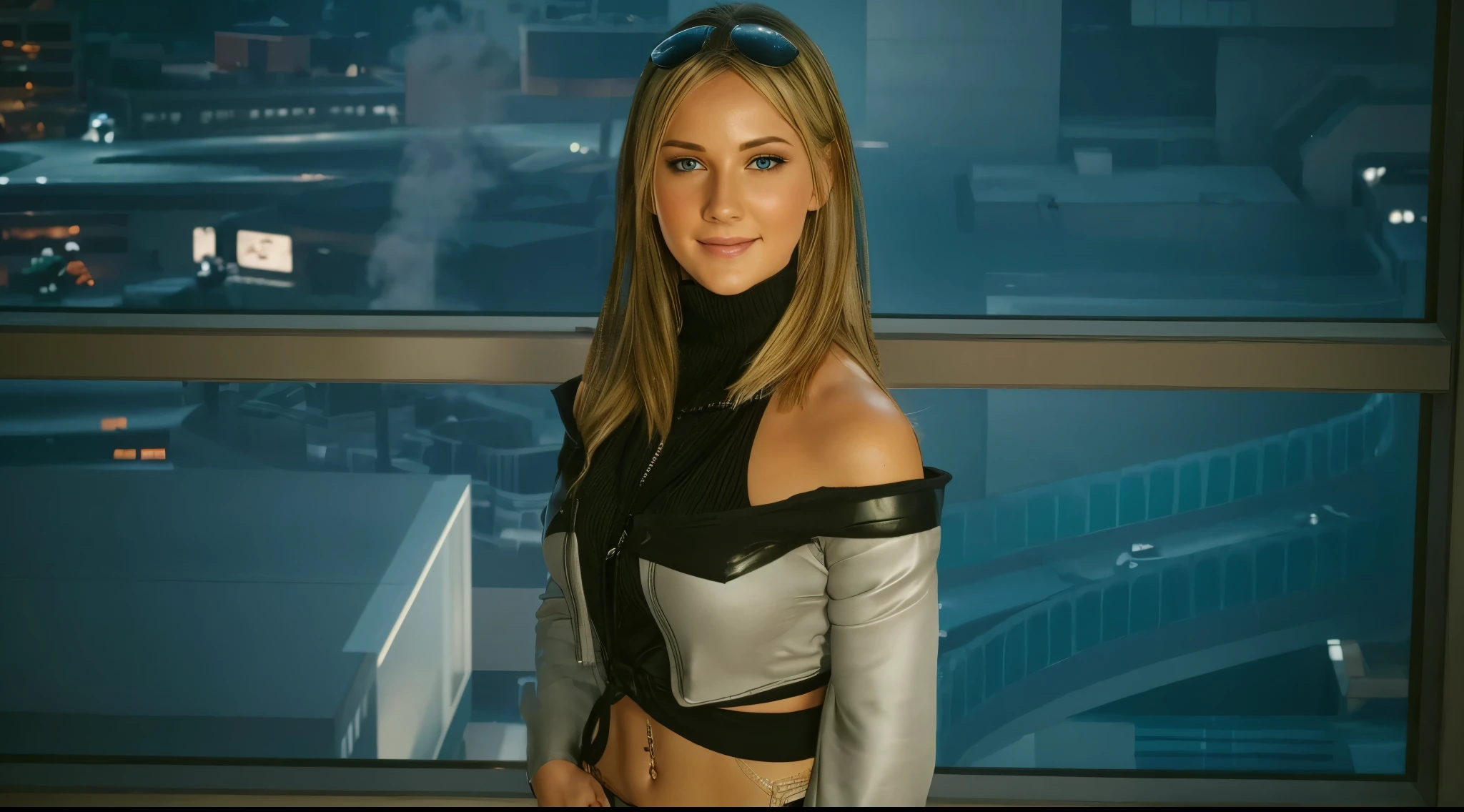 Blonde hair,(((cute))),(((Sweats on body))),((blue eyes)),(((deep navel))),hot,big cleavages,(big cleavage),(((deep belly button))),(((ultra realistic))),(((erotic smile))),