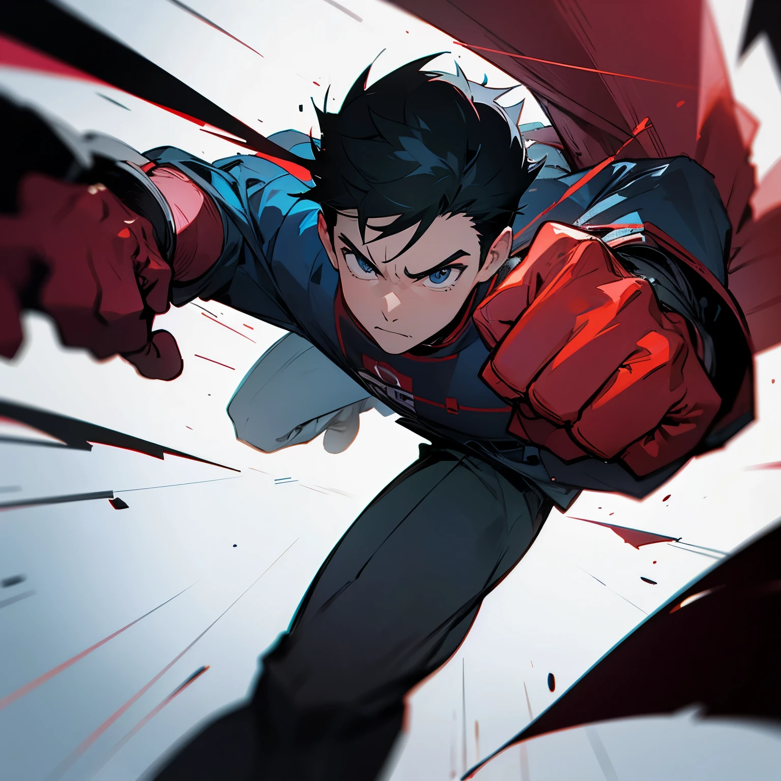 Boy punching man and throwing him into building digital art manga sketch 