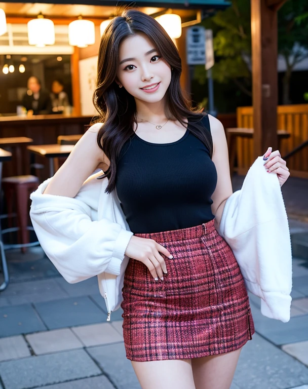 beautiful,K-POP idol,japanese idol,japanese actress,High resolution,beautiful skin,8K,RAW photo,highest quality,masterpiece,realistic,photo-realistic,clear,professional lighting,beautiful顔,highest quality,超High resolution,sexy,beautiful唇,white teeth,beautiful歯列,smile,mini skirt,Beer,beer