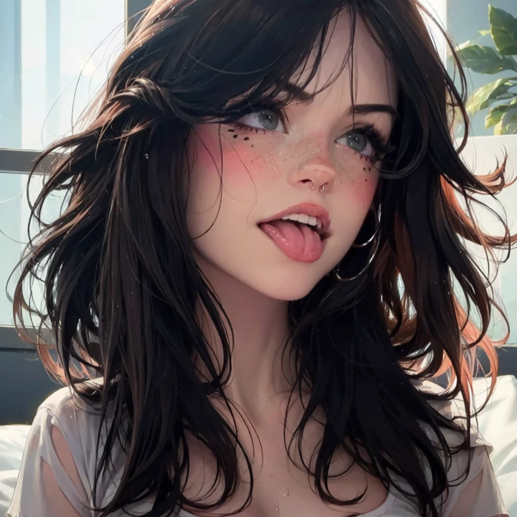 ((1 girl)), (Alexandra Daddario), ripped clothes, fell to the floor, a wet white T-shirt, exposed more than half of her breasts, She tried to cover her breasts with one hand, made her breasts more attractive, Her lower body was wearing torn panties, her other hand seemed to be covering her naked lower body, a blush on her face, her whole body was soaked in sweat, her whole posture was extremely attractive, seductive pose, ((the most beautiful woman in the world)), perfect body, perfect nose, ((well-groomed teeth)), high definition, best quality, ultra-detailed, extremely delicate, high details, ((anatomically correct)), symmetrical face, extremely detailed eyes and face, high quality eyes, UHD, 8k, RAW photo, (Natural light), (professional lighting:1.5), photorealistic, realistic, ((beautiful woman)), goddess, femminine, attractive, ((masterpiece:1.5))