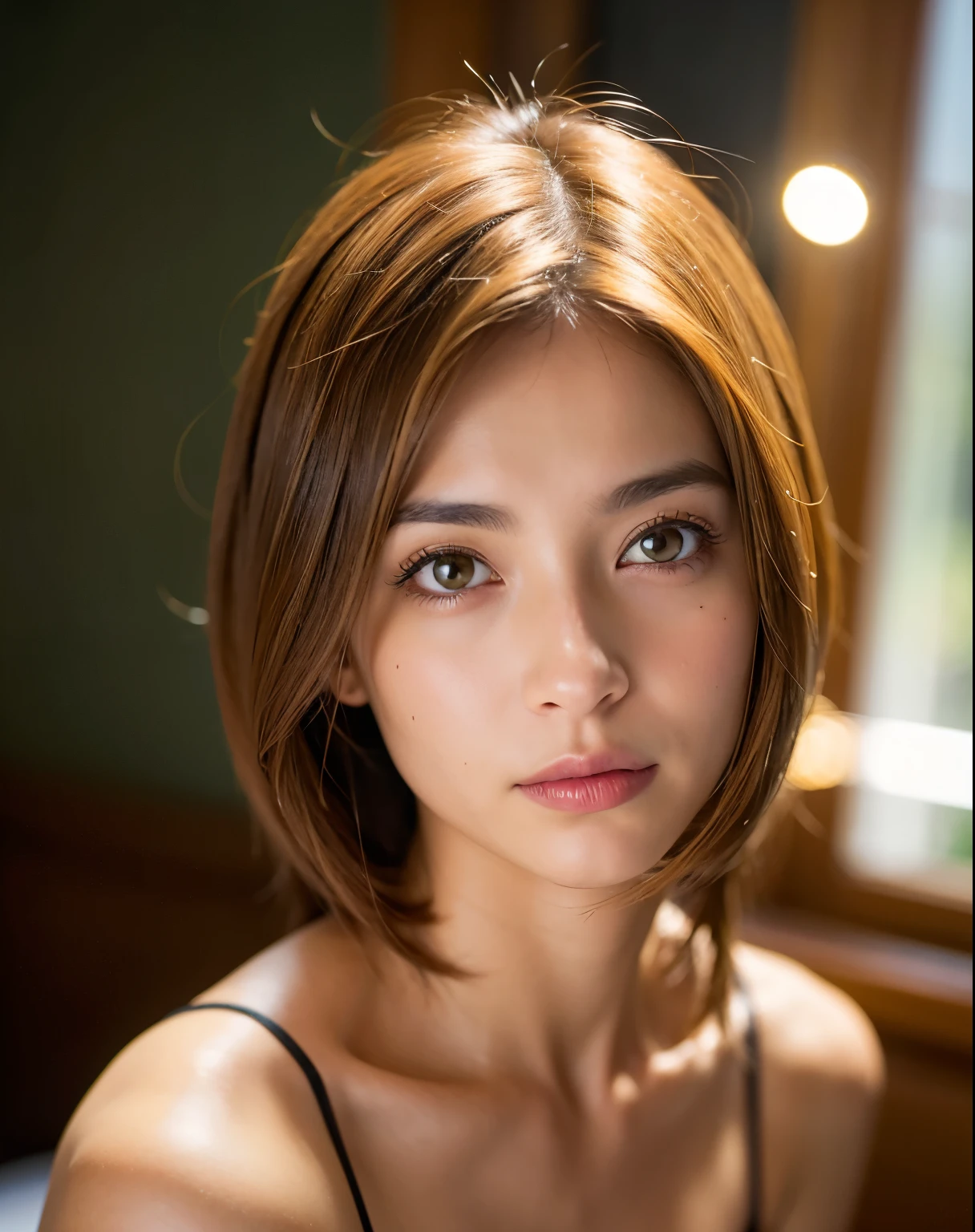 Mejor calidad, enfoque facial, Luz tenue, ultra high resolution, (fotorrealista:1.4), foto cruda,
1Chica japonesa, Solo, lindo, (alumno, Luces en los ojos), cara hermosa detallada, (small chest),(High Resolution Detail of Human Skin Texture),
(pelo largo),
interior,
Desnuda,
(retrato)