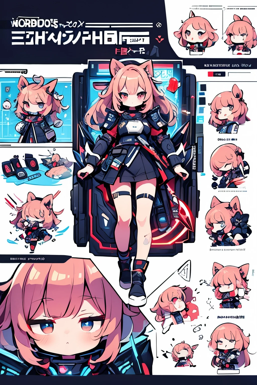 (masterpiece、Detailed picture、Top image quality、Perfect drawing、perfect hand)、An android girl who fights against enemy fleets to protect the city、chibi,Cute、crystal body、super alloy armor、eyes glowing red、jet spray from feet、Psycho gun in left hand、Lightsaber in your right hand、(Design sheet:1.3), (multi-angle and detailed view:1.3)