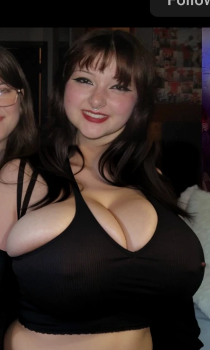 arafed image of a woman and a man posing for a picture, taken in the late 2000s, taken in the mid 2000s, taken in the late 2010s, taken in night club, around 1 , taken in the 2000s, non blurry, Big tits, huge tits, no clothes, sexy, cute, minimal clothes, thick, bbw, chubby stomach, thick nipples, nipple piercings, large areola, hard nipples, piercing through shirt, nipples hard through shirt, busty, major cleavage, naked, ripping through top, boobs spilling over sides, bra too tight, giant tits, extra wide hips, upper body zoom in, showing off huge tits, fat stomach, see through top, fat bbw, large areola showing