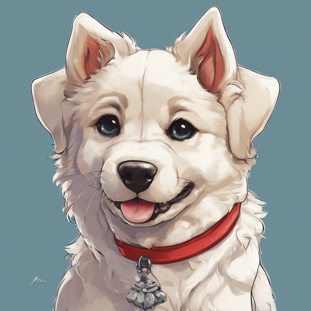 Baby AKITA wearing hippie clothes, Segurando um cartaz de papel
 em branco na boca, Segurando uma placa de madeira com uma mensagem esquina
 ,Um filhote de cachorro、 arte oficial, , Sobre, retrato estilo anime, estilo de arte anime moe, estilo anime 2d, estilo de arte fofo, anime estilizado, estilo de arte de anime, estilo anime. 8k, estilo anime 4k, estilo de arte de anime, Arte digital de anime!!、Filhote de cachorro branco、fofo、Baby Golden Retriever、branca、vigoroso、Um sorriso encantador、Filhote de cachorro deformado、Levante as patas dianteiras、Filhote de cachorro deformado、dynamic poses、((obra-prima))、(((maximum quality))、Chibi Chara、
 (Empty scenario, altamente branco)., he wears a red bandana around his neck, Fashion glasses, famous brand cap
  , (((cartazes, planfetos, adesivos, propaganda, revista.)))