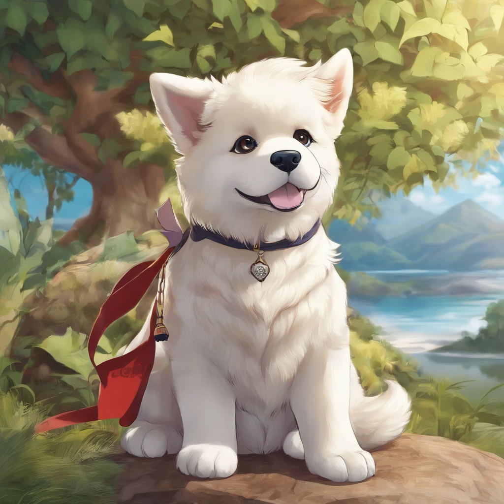 Baby AKITA wearing hippie clothes, ele tem um cartaz com uma mensagem, Segurando um cartaz de papel
em branco na boca, Segurando uma placa de madeira com uma mensagem esquina
,Um filhote de cachorro、 arte oficial, , Sobre, retrato estilo anime, estilo de arte anime moe, estilo anime 2d, estilo de arte fofo, anime estilizado, estilo de arte de anime, estilo anime. 8k, estilo anime 4k, estilo de arte de anime, Arte digital de anime!!、Filhote de cachorro branco、fofo、Baby Golden Retriever、branca、vigoroso、Um sorriso encantador、Filhote de cachorro deformado、Levante as patas dianteiras、Filhote de cachorro deformado、dynamic poses、((obra-prima))、(((maximum quality))、Chibi Chara、
(Empty scenario, altamente branco)., he wears a red bandana around his neck, Fashion glasses, famous brand cap
, (((cartazes, planfetos, adesivos, propaganda, revista.)))