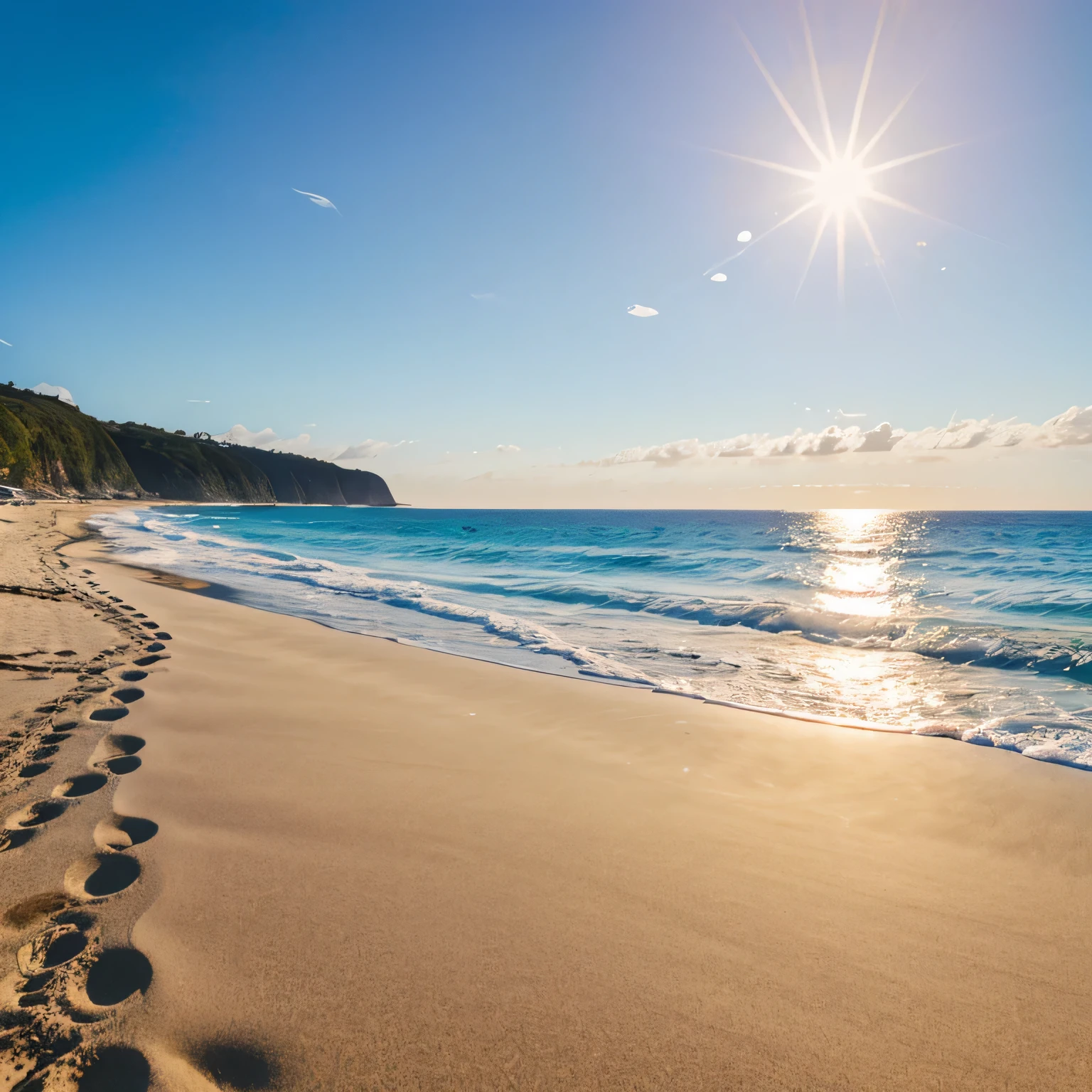 realistic photo of the beach, sunny day