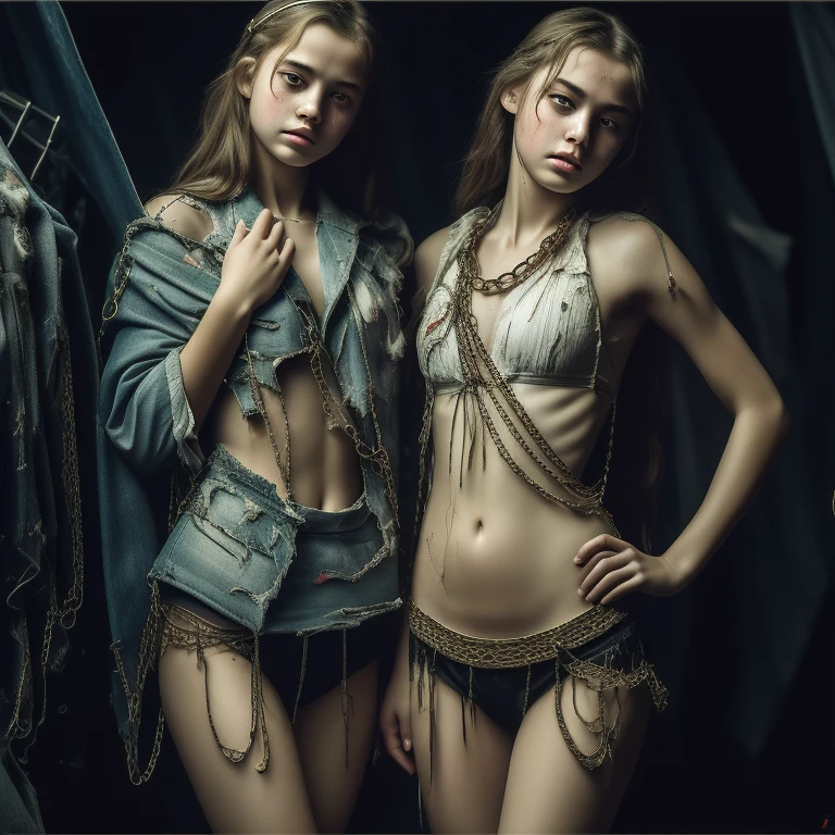 Top Quality, Masterpiece, High Resolution, 8k, (((cute barely legal girl in oversized silky blouse and wetlook leggings, wide neckline, deep neckline, big breasts, dd sized breasts, beautiful detailed eyes, beautiful detailed lips, small closed mouth, extremely detailed face, long ponytail hair, small hips))), cyberpunk apartment, moody atmosphere, dramatic and neon colors, futuristic setting, intricate details, at night, full body shot, view from distance, random poses, Beautiful face, sexy transparent lace lingerie, Neck strap, BDSM, easement, cryin, adolescent, Seios perfects, hanging, bonitas, Olhos bonitass, Girlish, adolescent, dark place, neon lights, in the nighttime, bay leaves, blue colored eyes, NSFW, Girlish, , perfect (((focus on standing body))), ass perfect