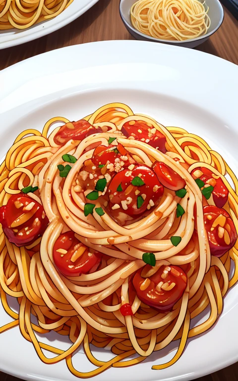 POV; (the spaghetti knight)+ handing you a plate of spaghetti and giving a thumbs up with a smile, fantasy style, full body
