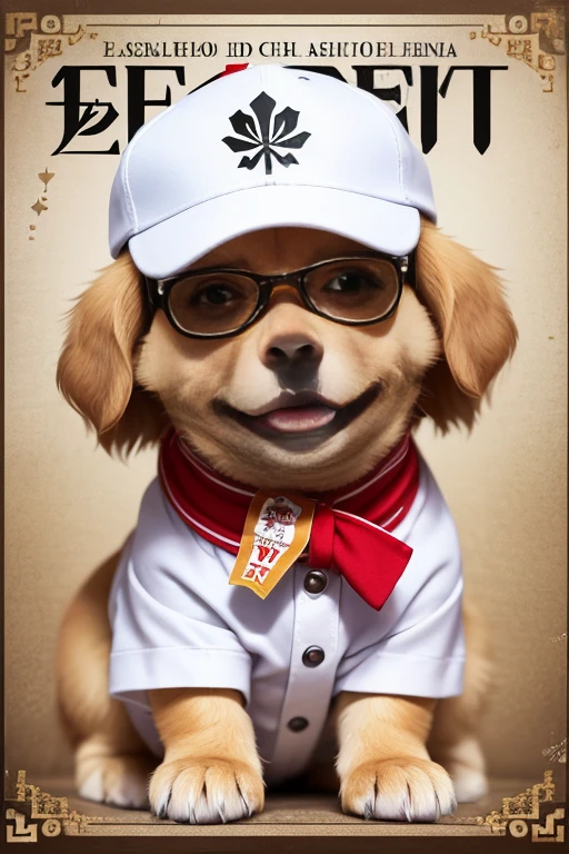 Is biting a white paper, Ele segura um grande
papel branco na boca, Ele traz uma importante menssagem na boca Ele segura um aviso na boca, he has a sign, German spitz baby wearing hippie clothes, cartaz escrito "paz e amor", ele tem um cartaz com uma mensagem, Segurando um cartaz de papel em branco na boca, Segurando uma placa de madeira com uma mensagem esquina ,Um filhote de cachorro、 arte oficial, , Sobre, retrato estilo anime, estilo de arte anime moe, estilo anime 2d, estilo de arte fofo, anime estilizado, estilo de arte de anime, estilo anime. 8k, estilo anime 4k, estilo de arte de anime, Arte digital de anime!!、Filhote de cachorro branco、fofo、Baby Golden Retriever、branca、vigoroso、Um sorriso encantador、Filhote de cachorro deformado、Levante as patas dianteiras、Filhote de cachorro deformado、dynamic poses、((obra-prima))、(((maximum quality))、Chibi Chara、 (Empty scenario, altamente branco)., he wears a red bandana around his neck, Fashion glasses, famous brand cap , (((cartazes, planfetos, adesivos, propaganda, revista.)))