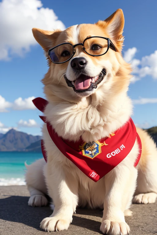 Is biting a white paper, Ele segura um grande
papel branco na boca, Ele traz uma importante menssagem na boca Ele segura um aviso na boca, he has a sign, German spitz baby wearing hippie clothes, cartaz escrito "paz e amor", ele tem um cartaz com uma mensagem, Segurando um cartaz de papel em branco na boca, Segurando uma placa de madeira com uma mensagem esquina ,Um filhote de cachorro、 arte oficial, , Sobre, retrato estilo anime, estilo de arte anime moe, estilo anime 2d, estilo de arte fofo, anime estilizado, estilo de arte de anime, estilo anime. 8k, estilo anime 4k, estilo de arte de anime, Arte digital de anime!!、Filhote de cachorro branco、fofo、Baby Golden Retriever、branca、vigoroso、Um sorriso encantador、Filhote de cachorro deformado、Levante as patas dianteiras、Filhote de cachorro deformado、dynamic poses、((obra-prima))、(((maximum quality))、Chibi Chara、 (Empty scenario, altamente branco)., he wears a red bandana around his neck, Fashion glasses, famous brand cap , (((cartazes, planfetos, adesivos, propaganda, revista.)))