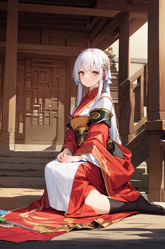 Masterpiece, Best, Night, Full Moon, 1 Female, Mature Woman, Chinese Style, Ancient China, Elder Sister, Royal Sister, Cold Face, Expressionless, Silver White Long Haired Woman, Light Pink Lips, Calm, Intellectual, Three Bangs, Gray Hitomi, Assassin, Long Sword, Swordsman, Fighting, Street View, Facial Details